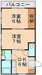 シャトレ穴生 2DKの間取図画像