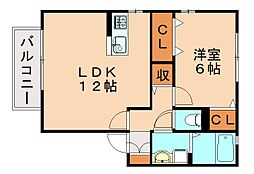 アルティスタB 1LDKの間取図画像