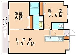 ヴァルトハヤシ1 2LDKの間取図画像