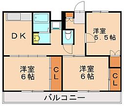 ビレッジハウス則松1 3DKの間取図画像