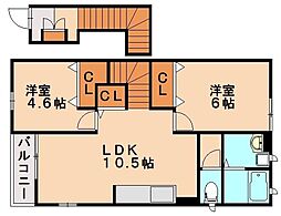 クレストール・アサノA 2LDKの間取図画像