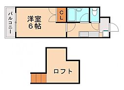 エスズイン 1Kの間取図画像
