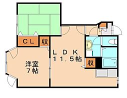 シャルマン桃源 2LDKの間取図画像