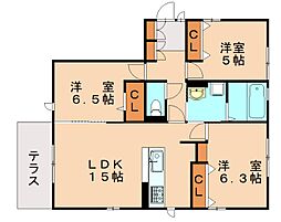 オリーブ学研台A 3LDKの間取図画像