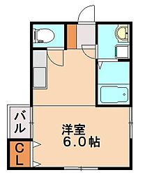 グッドライフ折尾 ワンルームの間取図画像