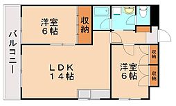 ギャラン瀬板 2LDKの間取図画像