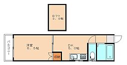 ピンズ貴船台 1DKの間取図画像