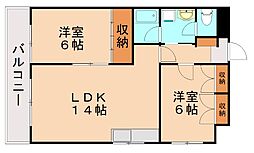 ギャラン瀬板 2LDKの間取図画像