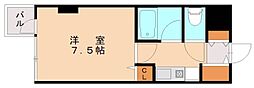 ダイナコートヒルズ折尾 1Kの間取図画像