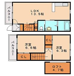 ボナソルテ 2LDKの間取図画像