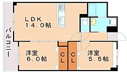 アヴァンセ学術都市 2LDKの間取図画像