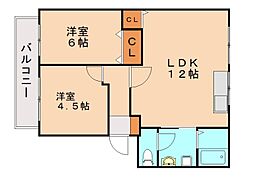 パールリバー浅川A 2LDKの間取図画像