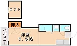 オアシス則松 ワンルームの間取図画像