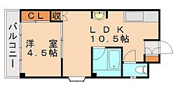 天野ビル 1LDKの間取図画像