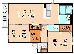 ノールカトレア2C 2LDKの間取図画像