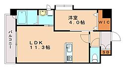 ギャラン陣原 1LDKの間取図画像