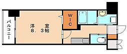 ウイングス熊手 1Kの間取図画像