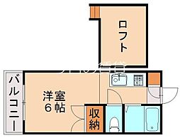 カーサマローン 1Kの間取図画像