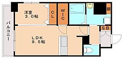 シティコート折尾 1LDKの間取図画像