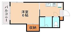 プレスト熊西 1Kの間取図画像