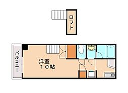 ベルハウス穴生 1Kの間取図画像