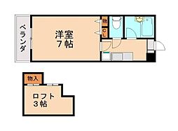 コンドミニアム医生ヶ丘1 1Kの間取図画像