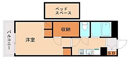 レオパレスエクレールK2 1Kの間取図画像