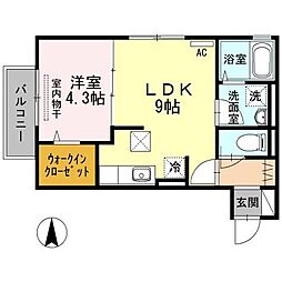 メゾンプランタニエールA 1LDKの間取図画像
