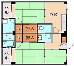 ビレッジハウス萩原5 3DKの間取図画像