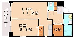 フォレスト陣原 1LDKの間取図画像