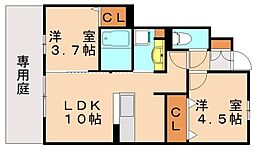 ポサーダ本城 2DKの間取図画像