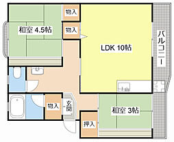 辻ハイツ 2LDKの間取図画像