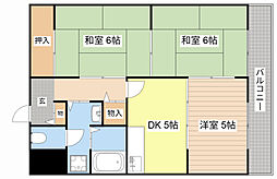 タイハイツ桜宮 8階3DKの間取り