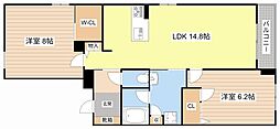 新清館III 3階2LDKの間取り