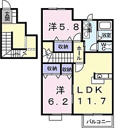 パティオ・アンソレイエE 2LDKの間取図画像