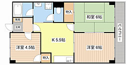 ライオンズハイツ高宮 3Kの間取図画像