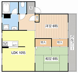 エスポワール平方 2DKの間取図画像