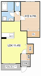 フリージア 1LDKの間取図画像