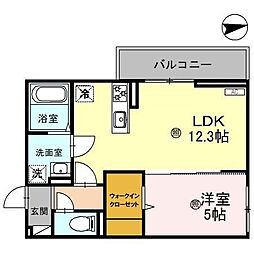 Felice彦根 1LDKの間取図画像