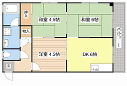 レイクサイド桜宮 3DKの間取図画像