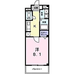 カルムアビタシオン大将軍 1Kの間取図画像