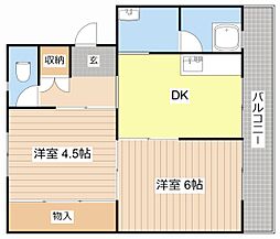ビレッジハウス外町2号棟 2DKの間取図画像