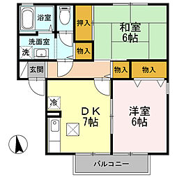 ヴェーデル2 2DKの間取図画像