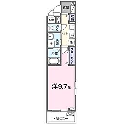 リ:ルーム南草津 1Kの間取図画像