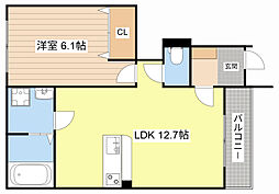 ベルグラース福満2 1LDKの間取図画像