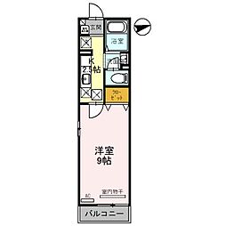 メゾンボナール 1Kの間取図画像