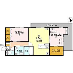草津市野村5丁目アパート 2LDKの間取図画像