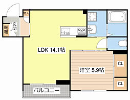 (仮称)オリュゾン 1LDKの間取図画像