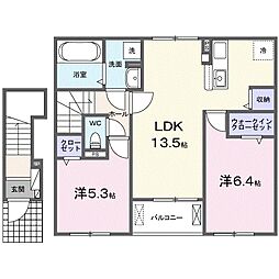 サニアベル 2LDKの間取図画像