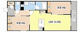 シャーメゾン カレ リアンジュ 2LDKの間取図画像